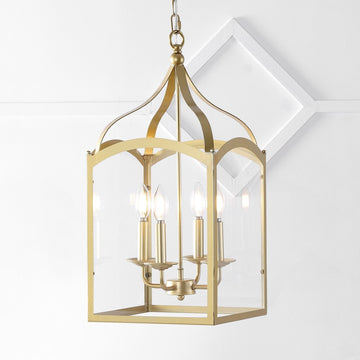 Ruth 11" Traditional Classic Lantern Metal/Glass LED Pendant - JONATHAN Y